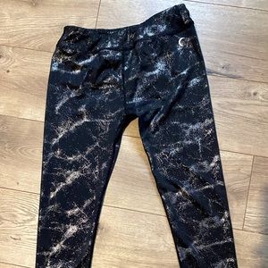 Zyia Girls Black Silver Leggings size 10-11